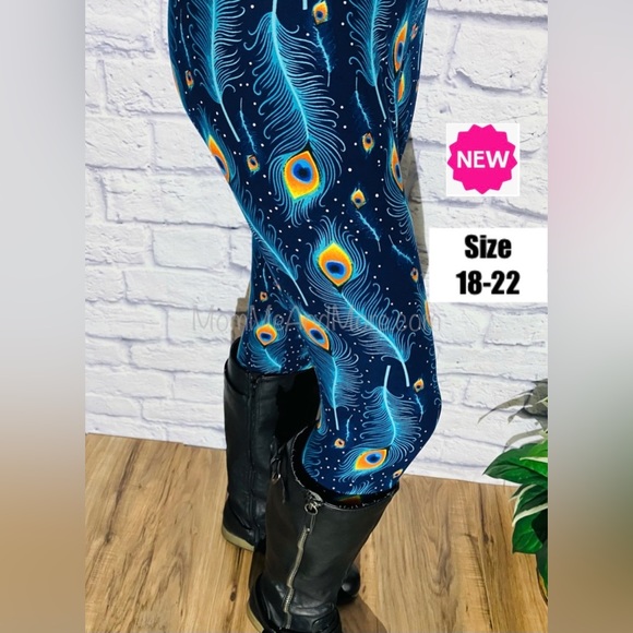 MomMe And More Pants - Plus/XPlus NEW Womens Peacock Print Leggings Soft Yoga Pants